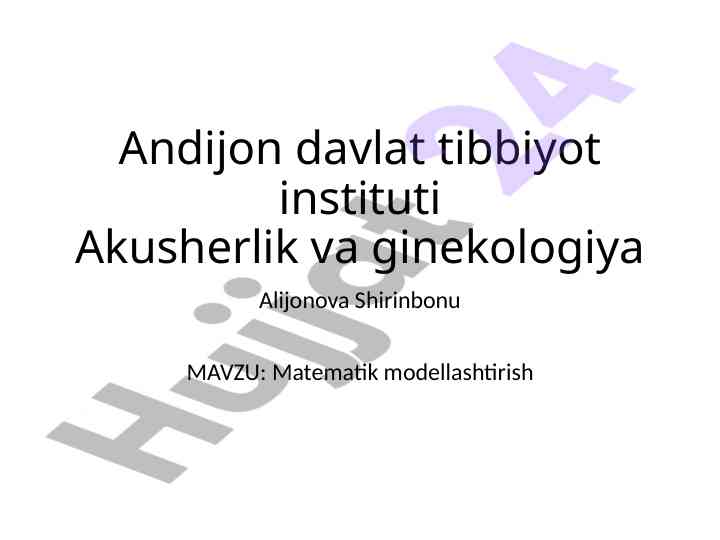 Matematik modellashtirish mavzusi