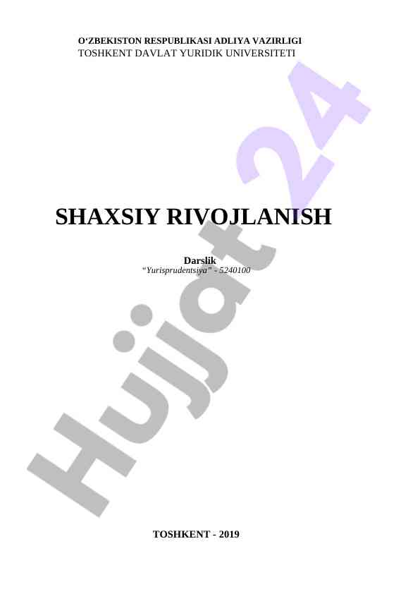 Shaxsiy rivojlanish darsligi yurisprudentsiya bo‘yicha