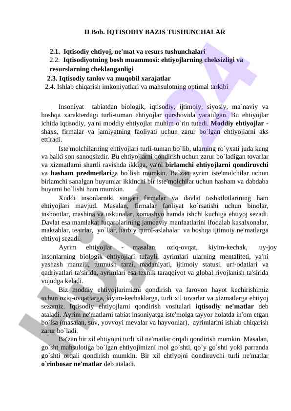Iqtisodiy bazis tushunchalari