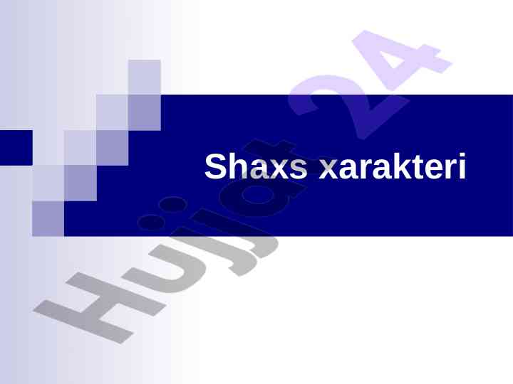 Xarakter psixologiyasi va uning fiziologik asoslari