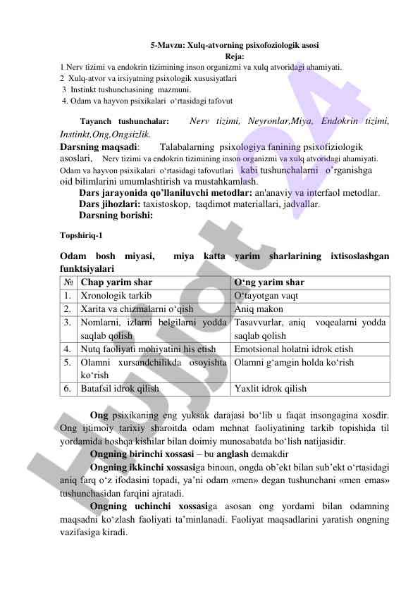 Psixofoziologik asoslar: xulq-atvor va tizimlar