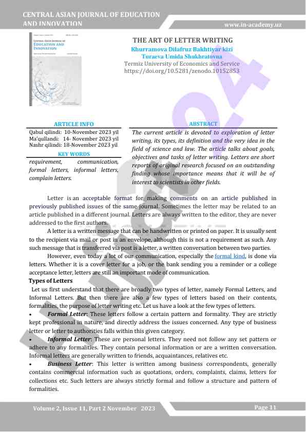 The art of letter writing in science and law