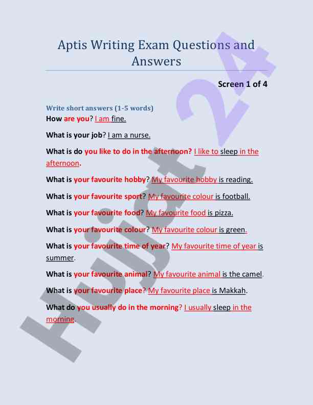 Aptis writing exam questions and answers overview