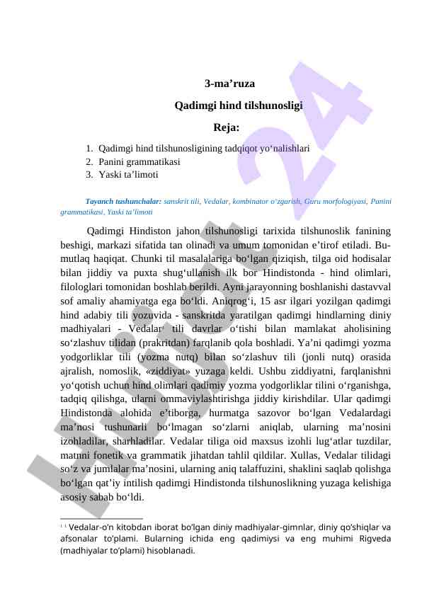 Qadimgi hind tilshunosligi va panini grammatikasi