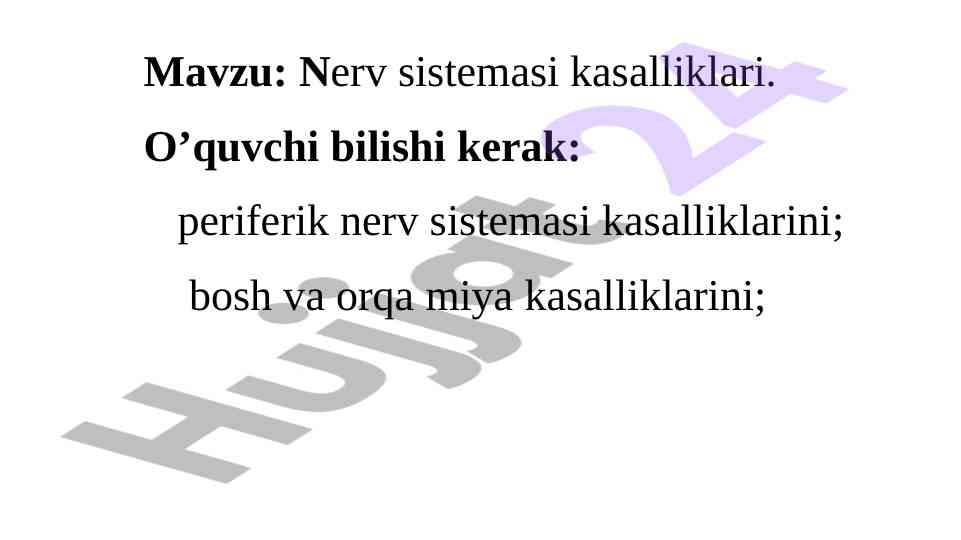 Nerv sistemasi kasalliklari to‘g‘risida o‘quv dars