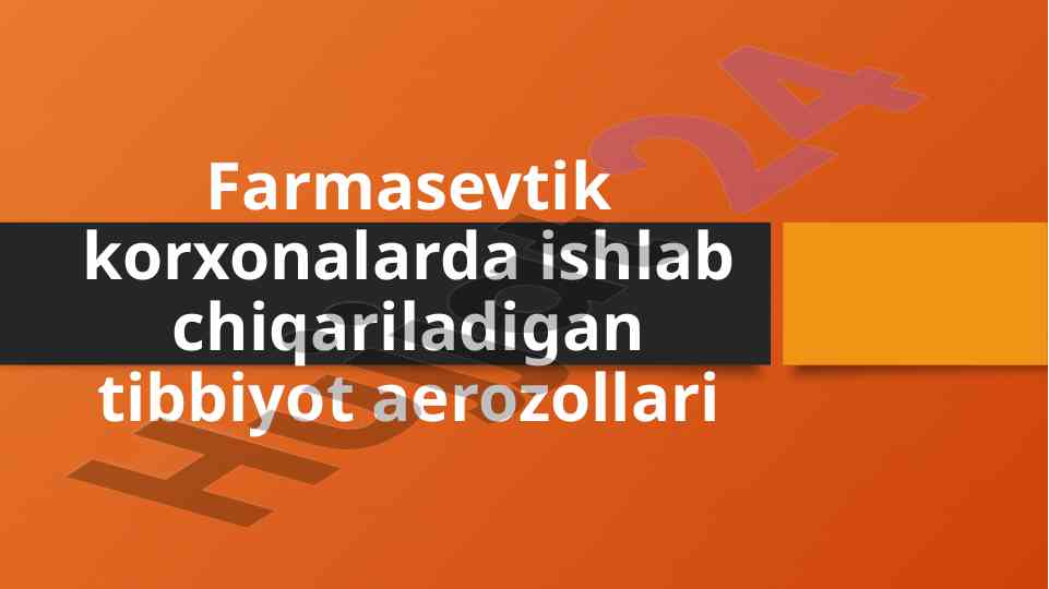 Farmasevtik korxonalarda tibbiyot aerozollari