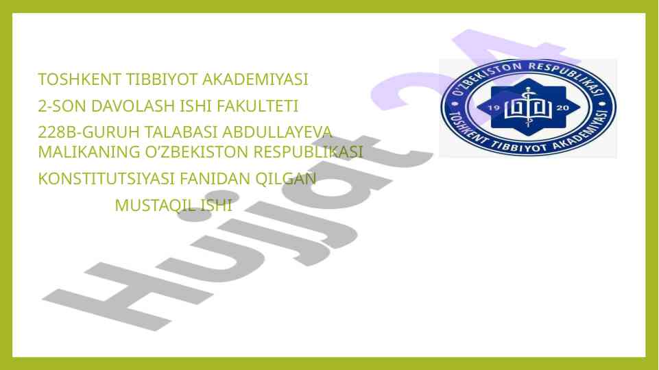 Konstitutsiyaga sog'liqni saqlashga oid muhim qoidalar