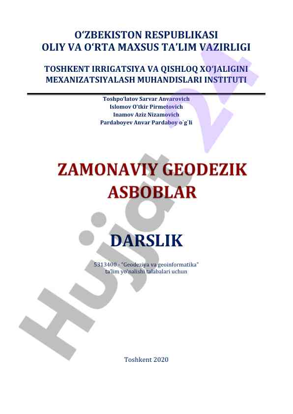 Geodeziya va geoinformatika ta’lim yo‘nalishi darslik