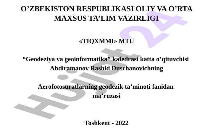 Aerofotosuratlarning geodezik ta’minoti bilan tanishing