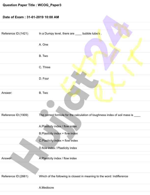 Wcog exam paper questions and answers