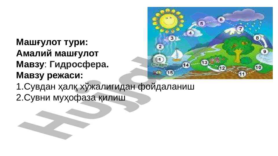 Гидросфера ўрганиш учун таклифлар