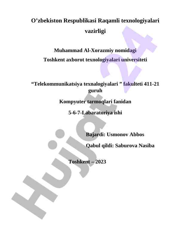 Telekommunikatsiya texnologiyalari laboratoriya ishlari