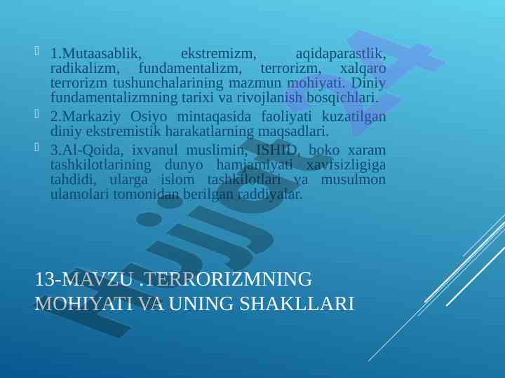 Terrorizmning mohiyati va uning shakllari