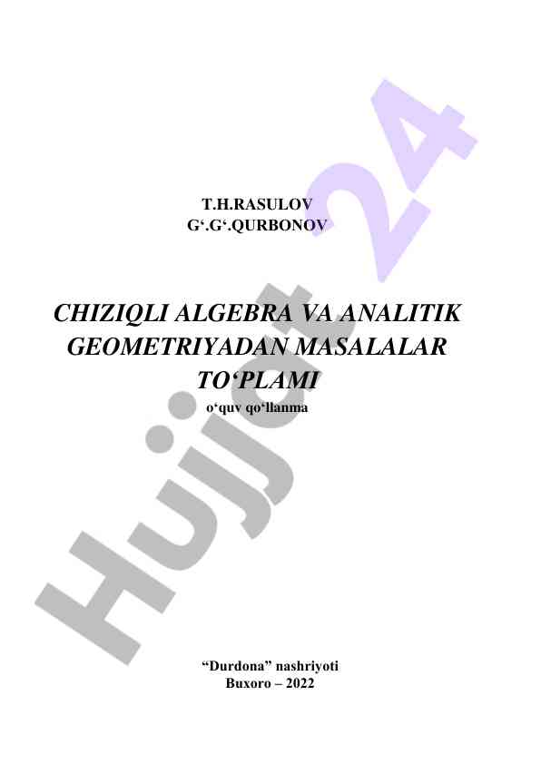 Chiziqli algebra va analitik geometriya masalalari