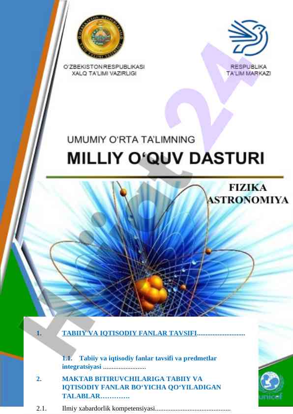 Tabiiy va iqtisodiy fanlar tavsifi va predmetlar integratsiyasi