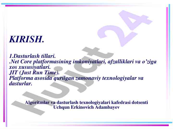 Dasturlash tillari va .net core platformasi