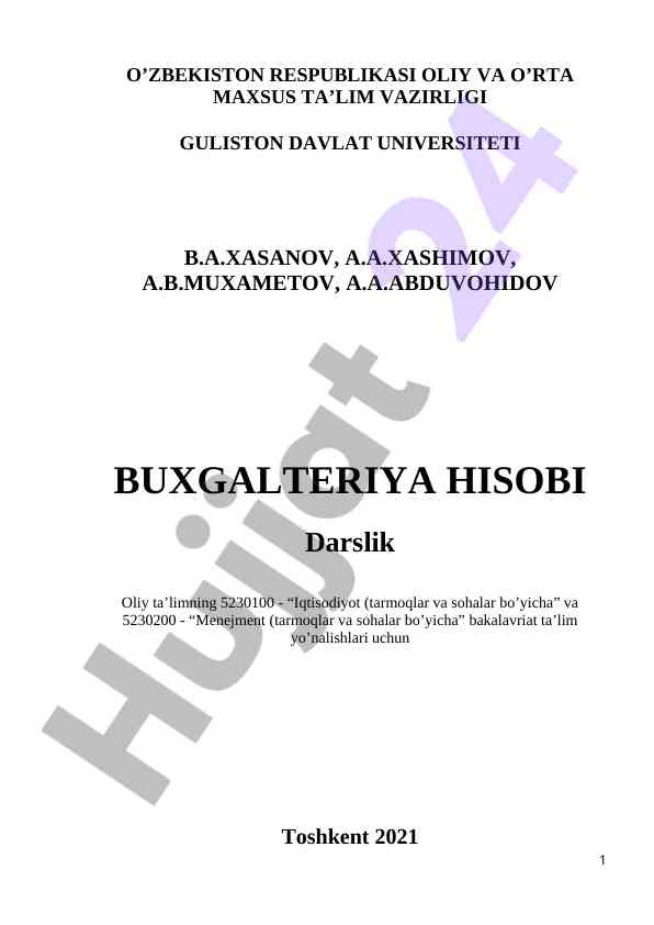 Buxgalteriya hisobi ta’lim darsligi
