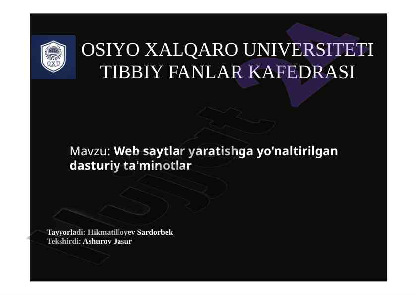 Web saytlar yaratishga yo'naltirilgan dasturiy ta'minotlar