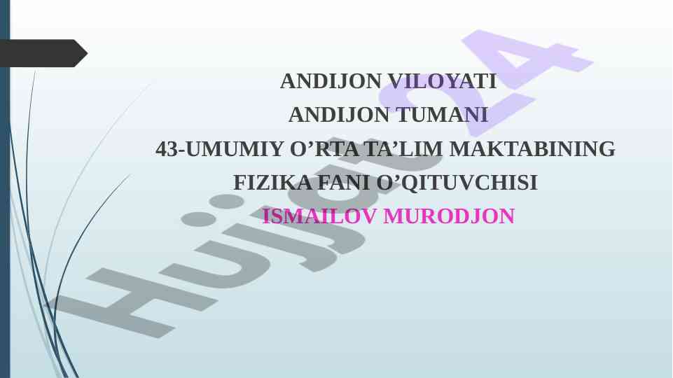 Jism tezlanishini aniqlash amaliy mashg‘uloti