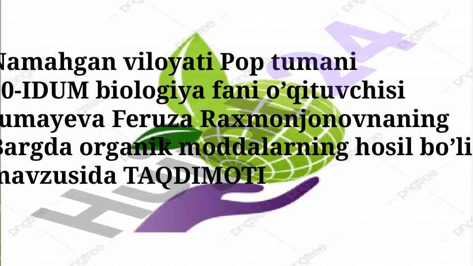 Bargda organik moddalarning hosil bo’lishi mavzusi