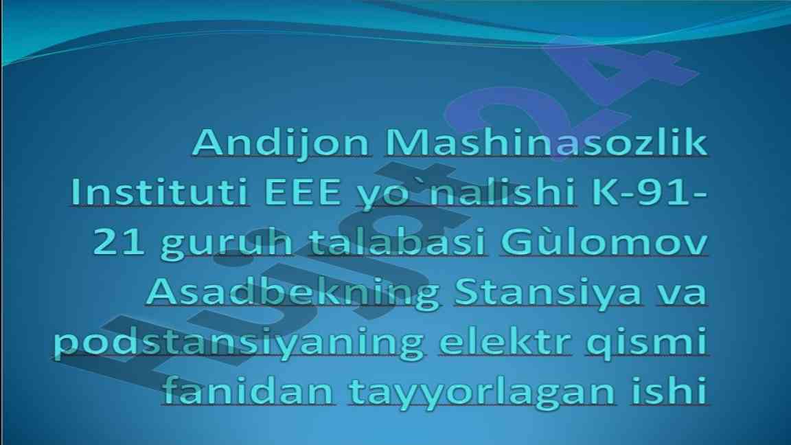 Elektr tizimi elementlarining nominal kuchlanishi