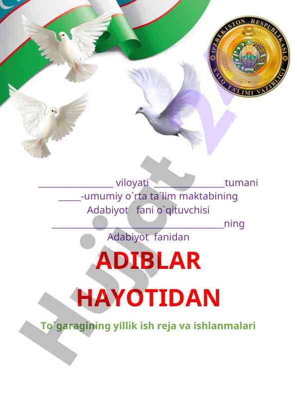 Adiblar hayotidan to‘garak yillik ish rejasi