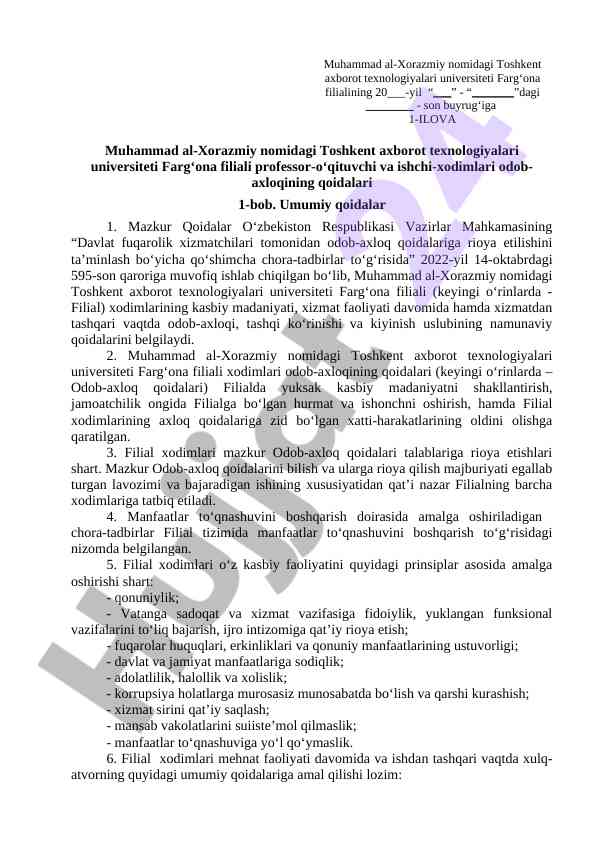Odob-axloq qoidalari - farg‘ona filiali namunalari