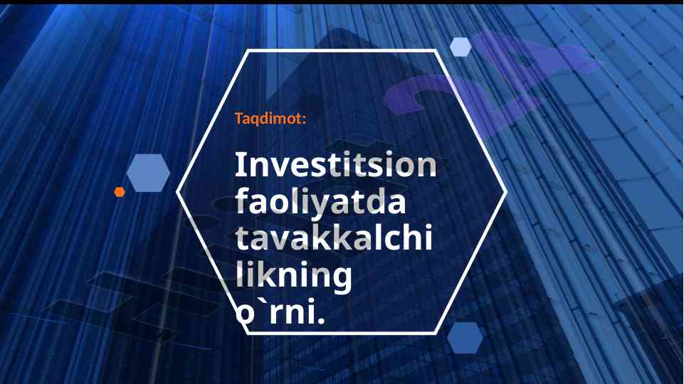 Investitsion faoliyatda tavakkalchilikning o‘rni