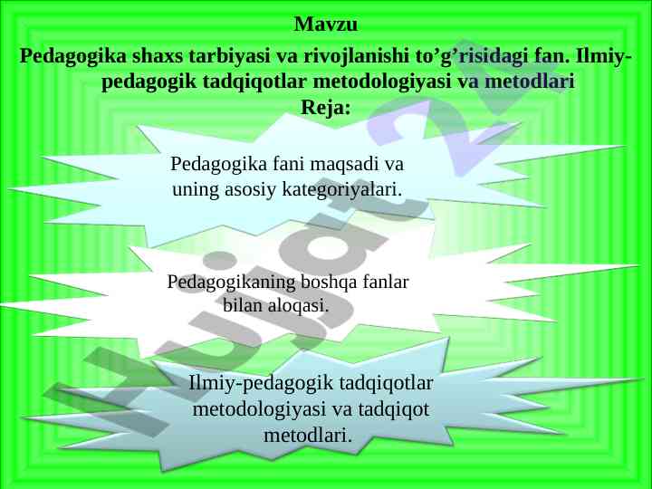 Pedagogika shaxs tarbiyasi va rivojlanishi