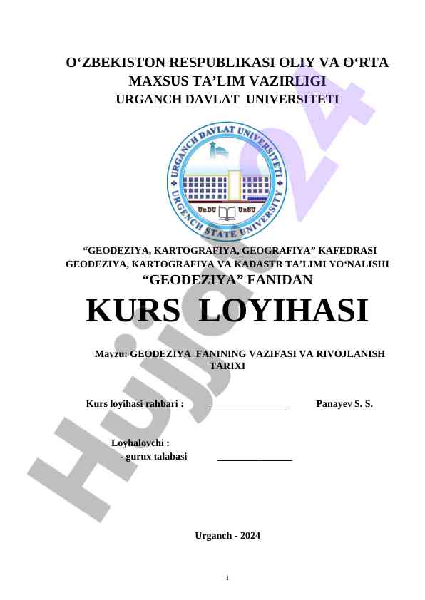 Geodeziya fanining vazifalari va rivojlanish tarixi