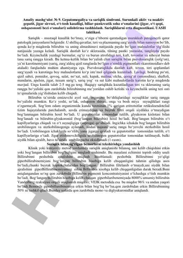 Gepatomegaliya va sariqlik sindromi tashxisi