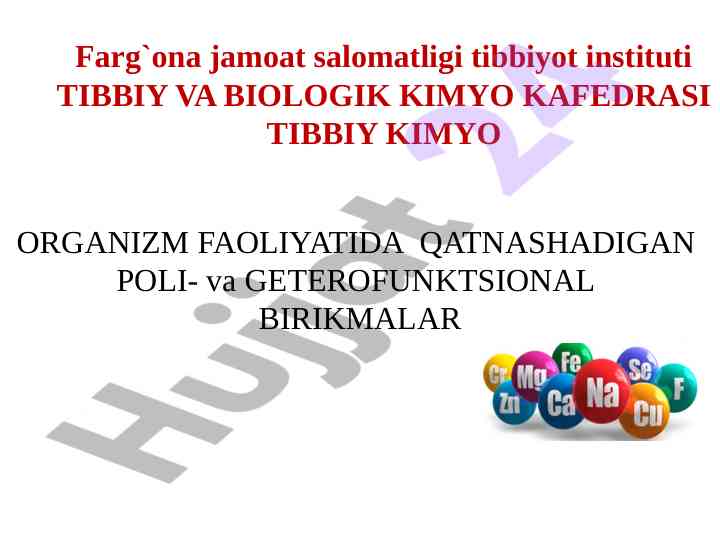 Poli va geterofunktsional birikmalar haqida ma'lumotlar