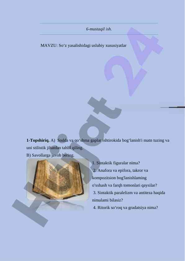 So‘z yasalishidagi uslubiy xususiyatlar tahlili