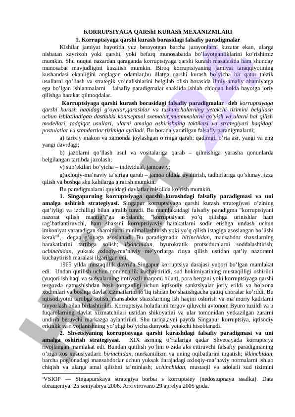 Korrupsiyaga qarshi kurash mexanizmlari tahlili