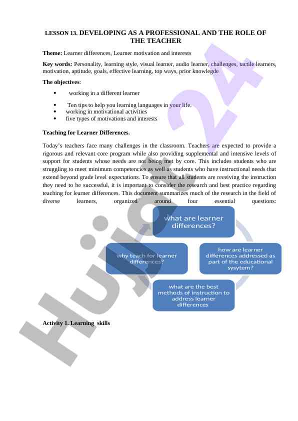 Developing as a professional and teacher roles