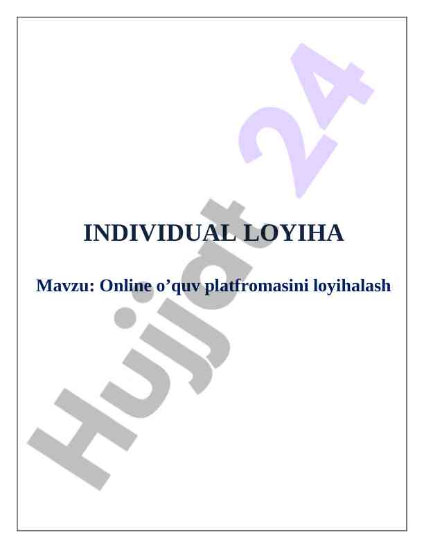 Online o’quv platformasini loyihalash
