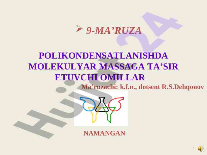 Polikondensatlashda molekulyar massaga ta'sir etuvchi omillar