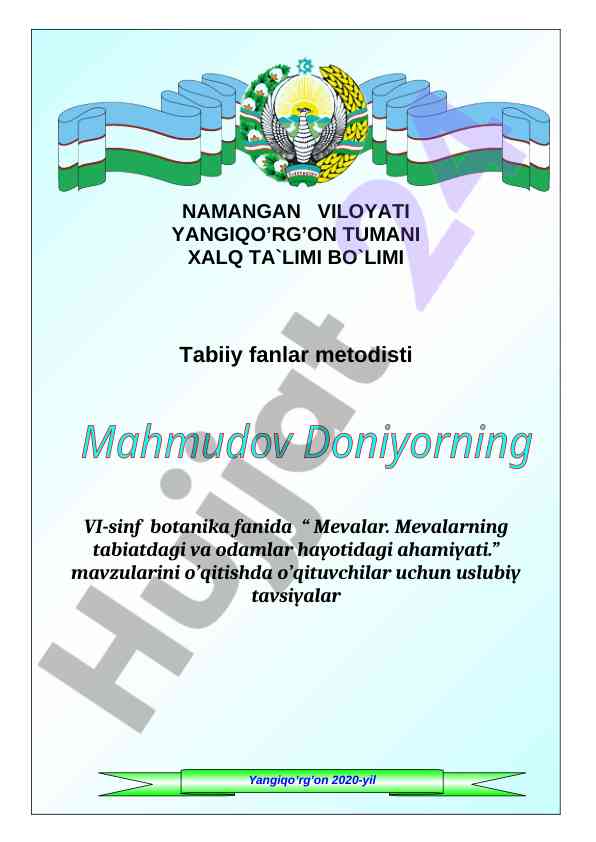 Mevalar va ulardan foydalanish usullari