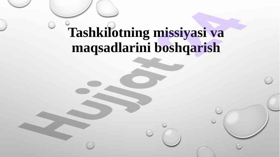 Tashkilotning missiyasi va maqsadlarini boshqarish