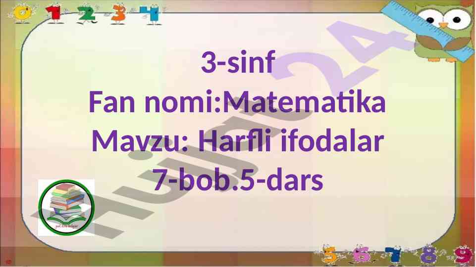 Harfli ifodalar mavzusidagi dars ishlanmasi