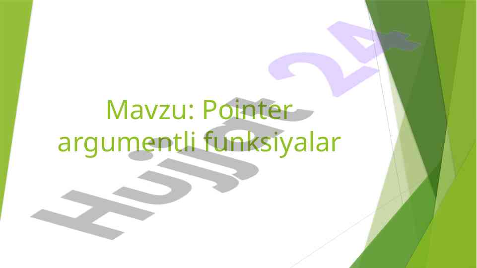 Pointer argumentli funktsiyalar c++ dasturlashda