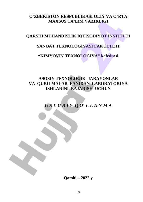 Kimyoviy texnologiya uslubiy qo‘llanma