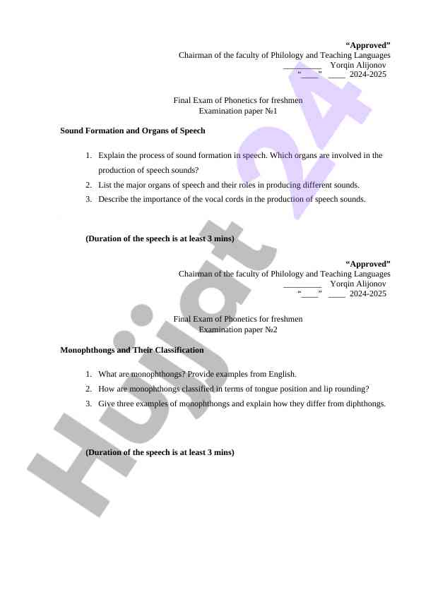 Final exam of phonetics for freshmen