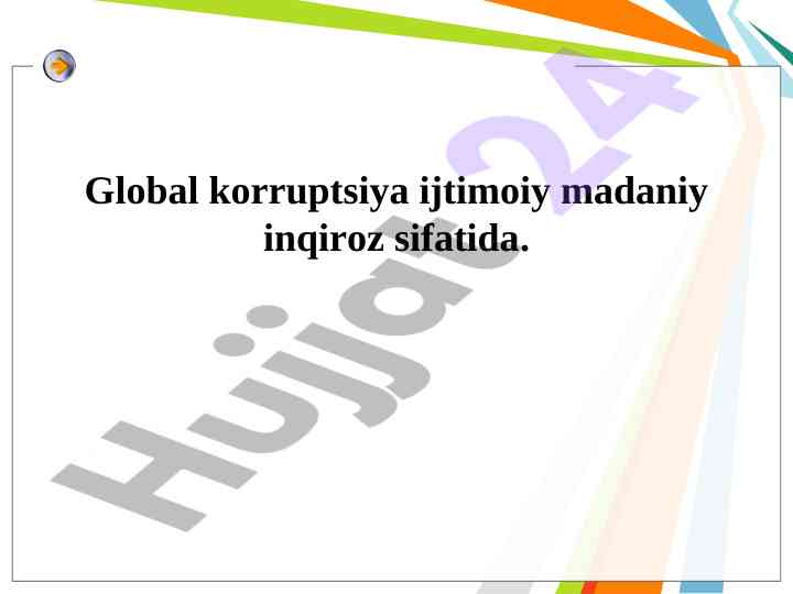 Global korruptsiya ijtimoiy madaniy inqiroz sifatida