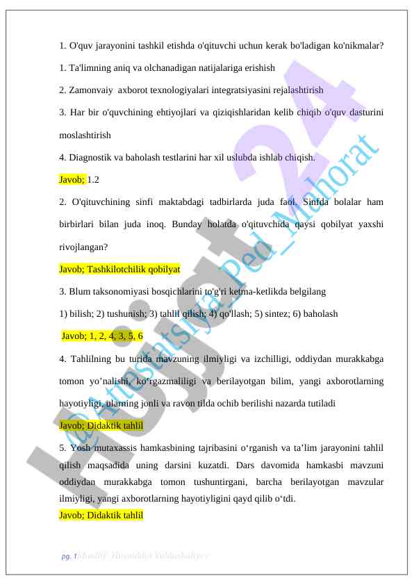 O'qituvchilar uchun kerakli ko'nikmalar va qo'bilat