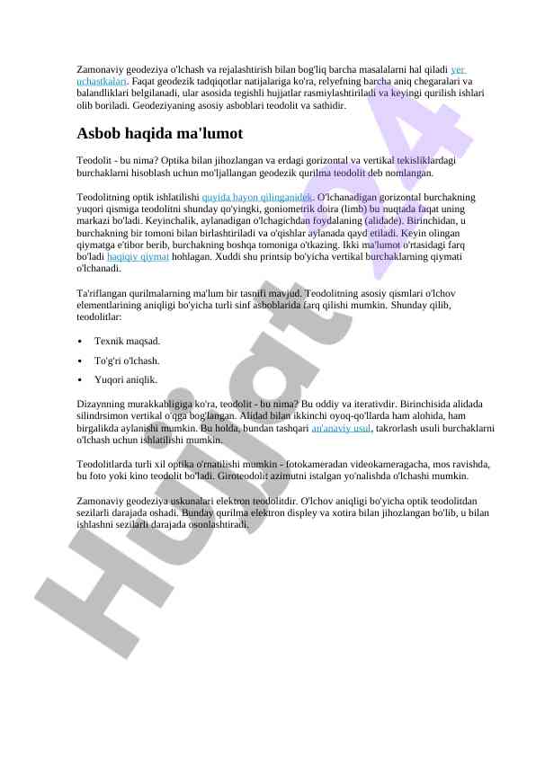Geodeziya o'lchash usullari va asboblari taqdimoti