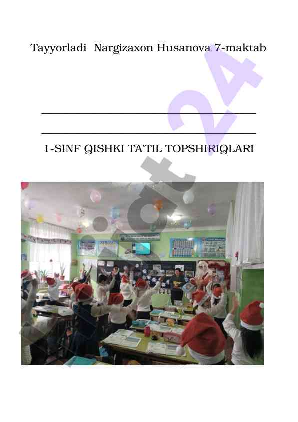 Qishki ta’til topshiriqlari 1-sinf matematik