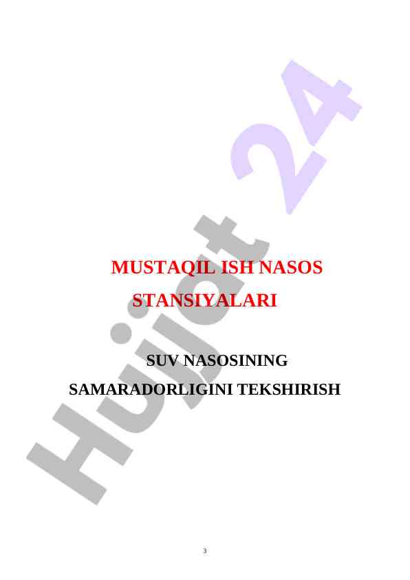 Suv nasosining samaradorligini tekshirish