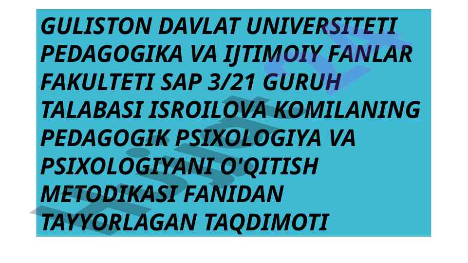 Tarbiya psixologiyasi va maqsadlari haqida