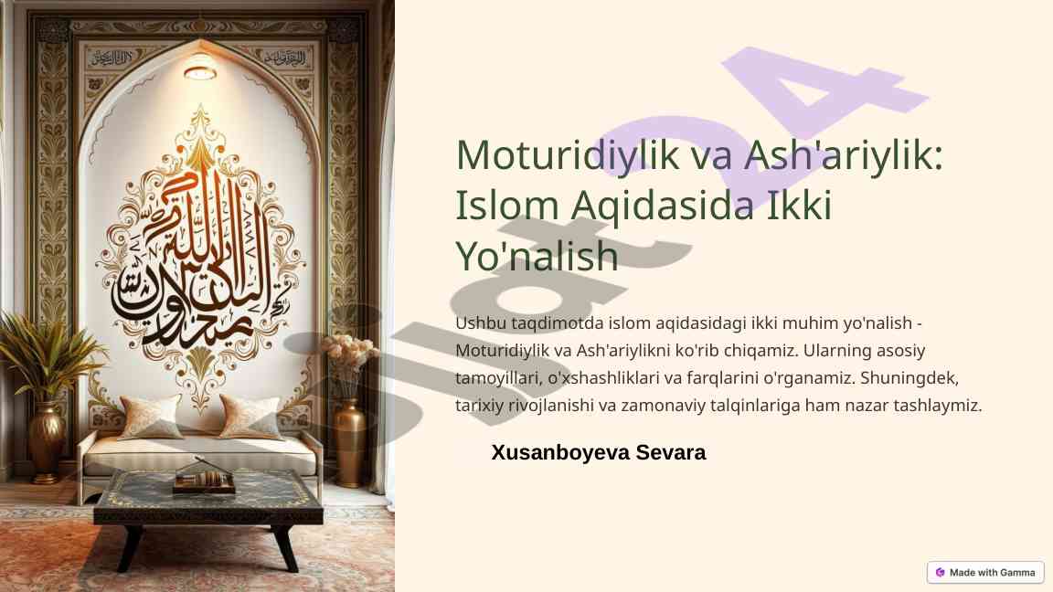 Moturidiylik Va Ash'ariylik Ta'limoti